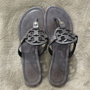 Tory Burch Grey Miller Patent Sandals